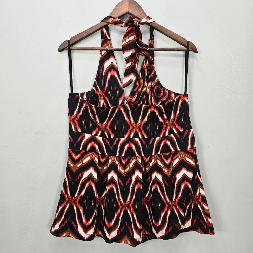 Vtg Y2K Torrid Halter Top L Multicolor Tank‎ Babydoll Smocked Festival Baddie